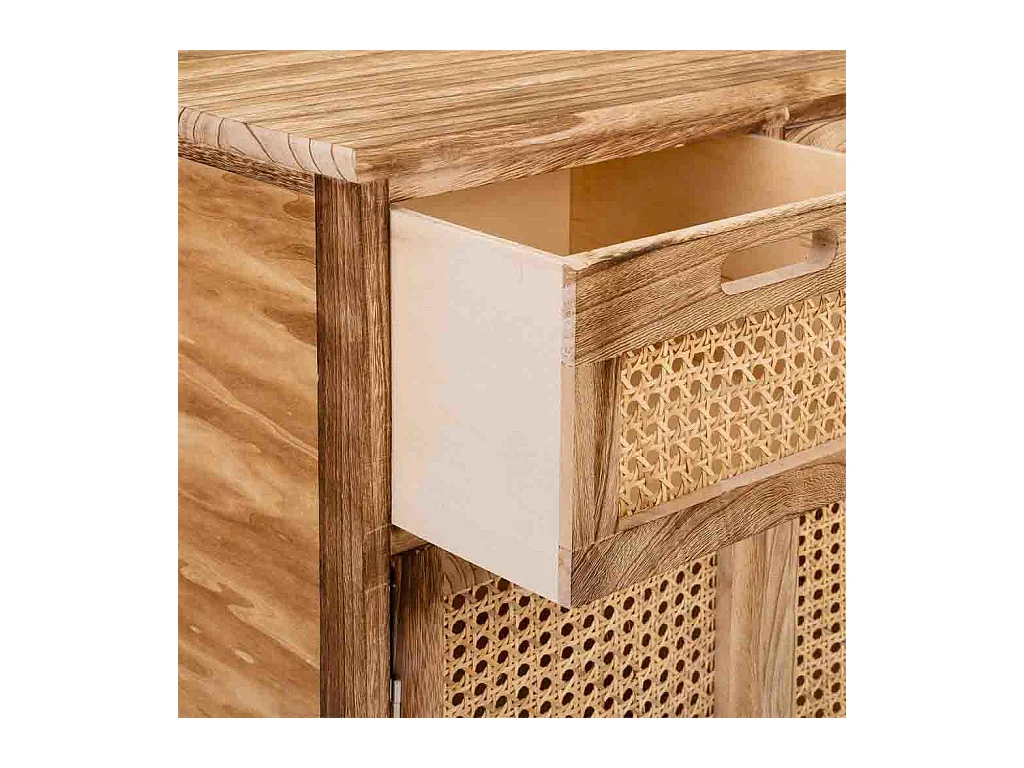 Credenza in legno e rete marrone 86x33x78,5h