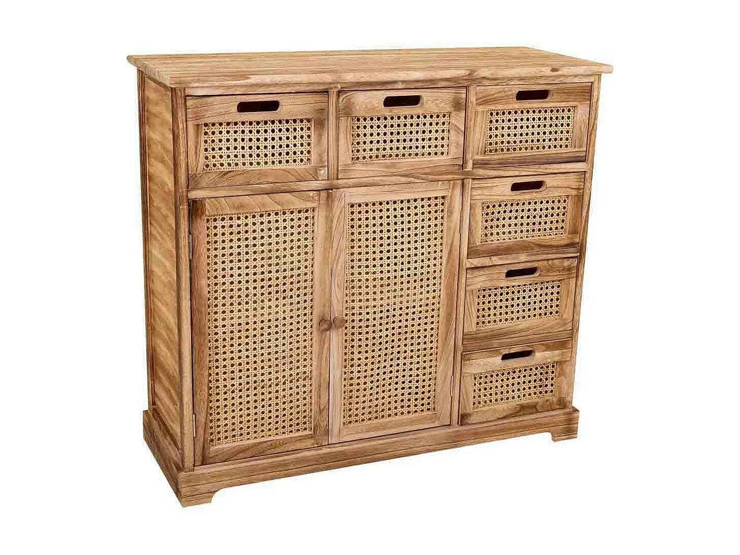 Credenza in legno e rete marrone 86x33x78,5h