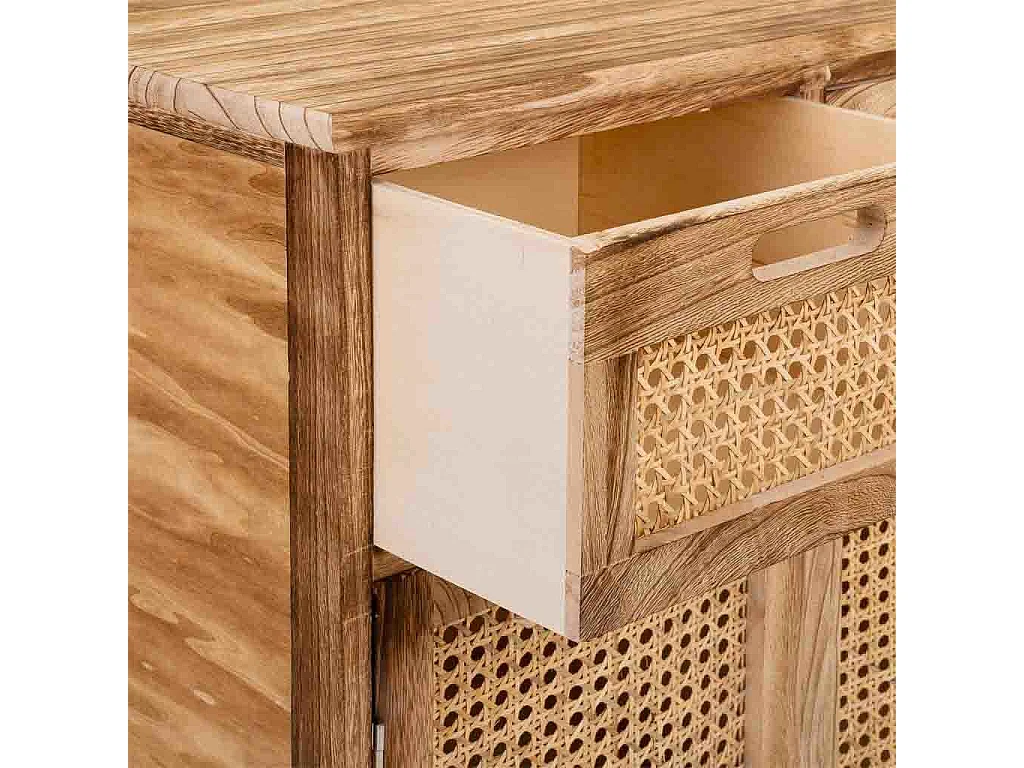 Credenza in legno e rete marrone 86x33x78,5h