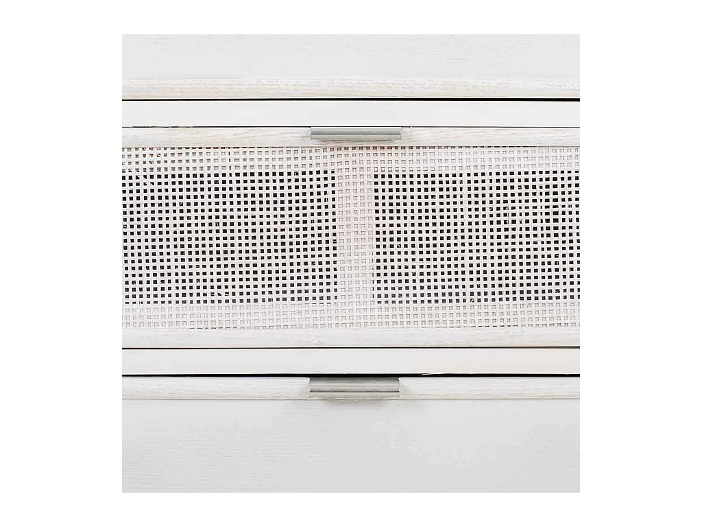 Aparador de madera y rejilla blanco 120x40.5x81