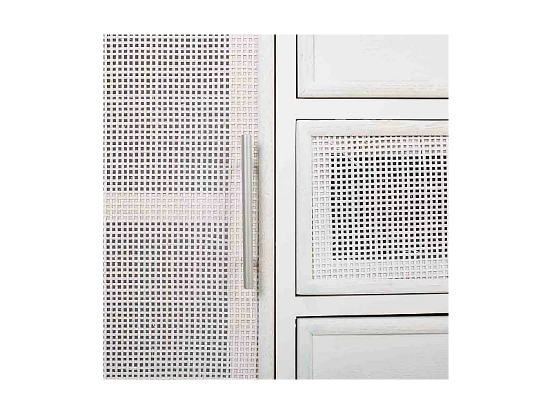 Aparador de madera y rejilla blanco 120x40.5x81