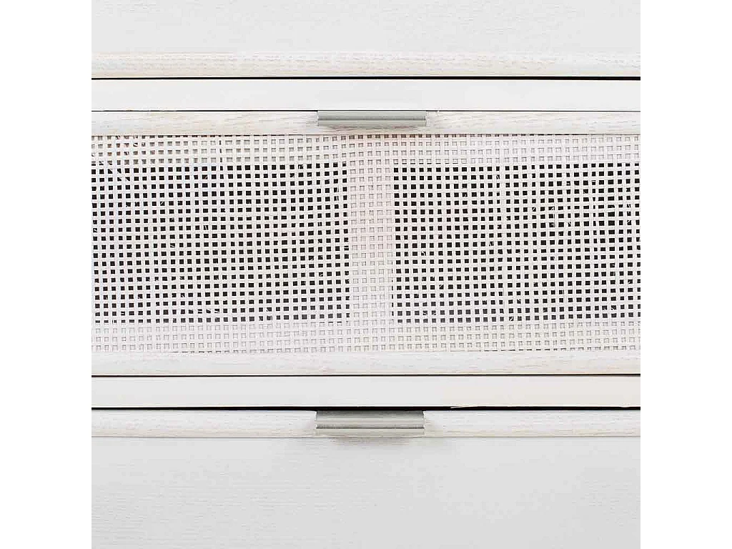 Credenza in legno e rete bianca 120x40,5x81h