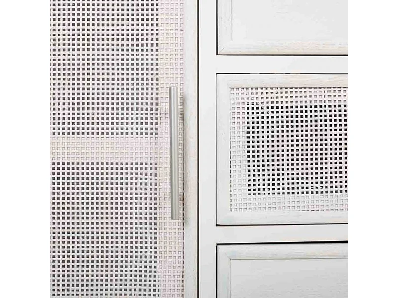 Credenza in legno e rete bianca 120x40,5x81h