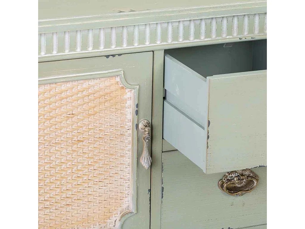 Aparador de madera verde 108x36x82