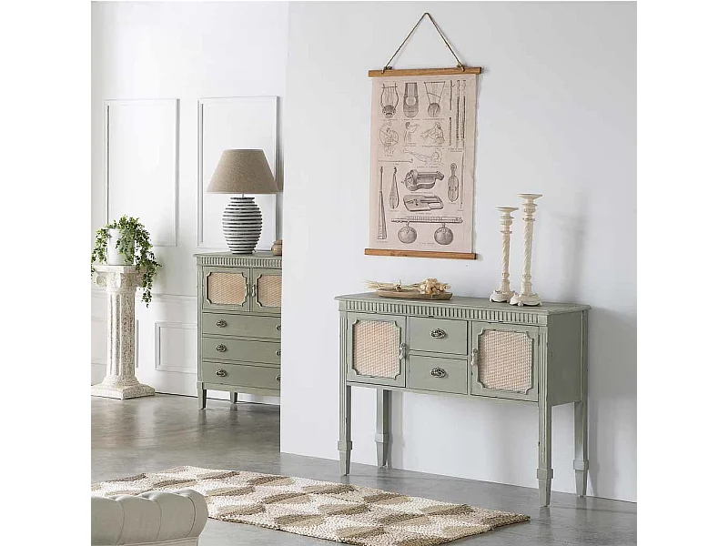 Aparador de madera verde 108x36x82