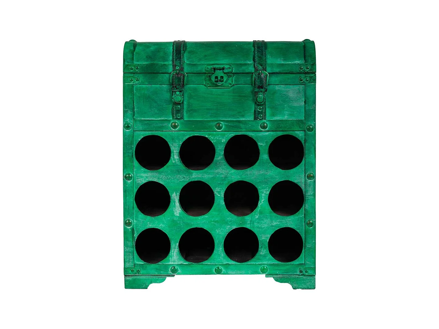 Baule porta bottiglia in legno verde 45x28x59h