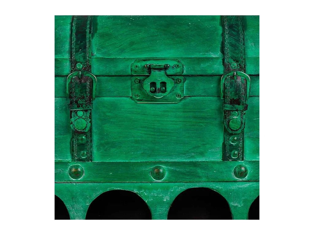 Baule porta bottiglia in legno verde 45x28x59h