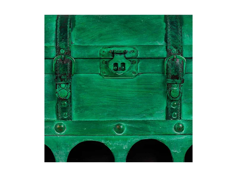Baule porta bottiglia in legno verde 45x28x59h