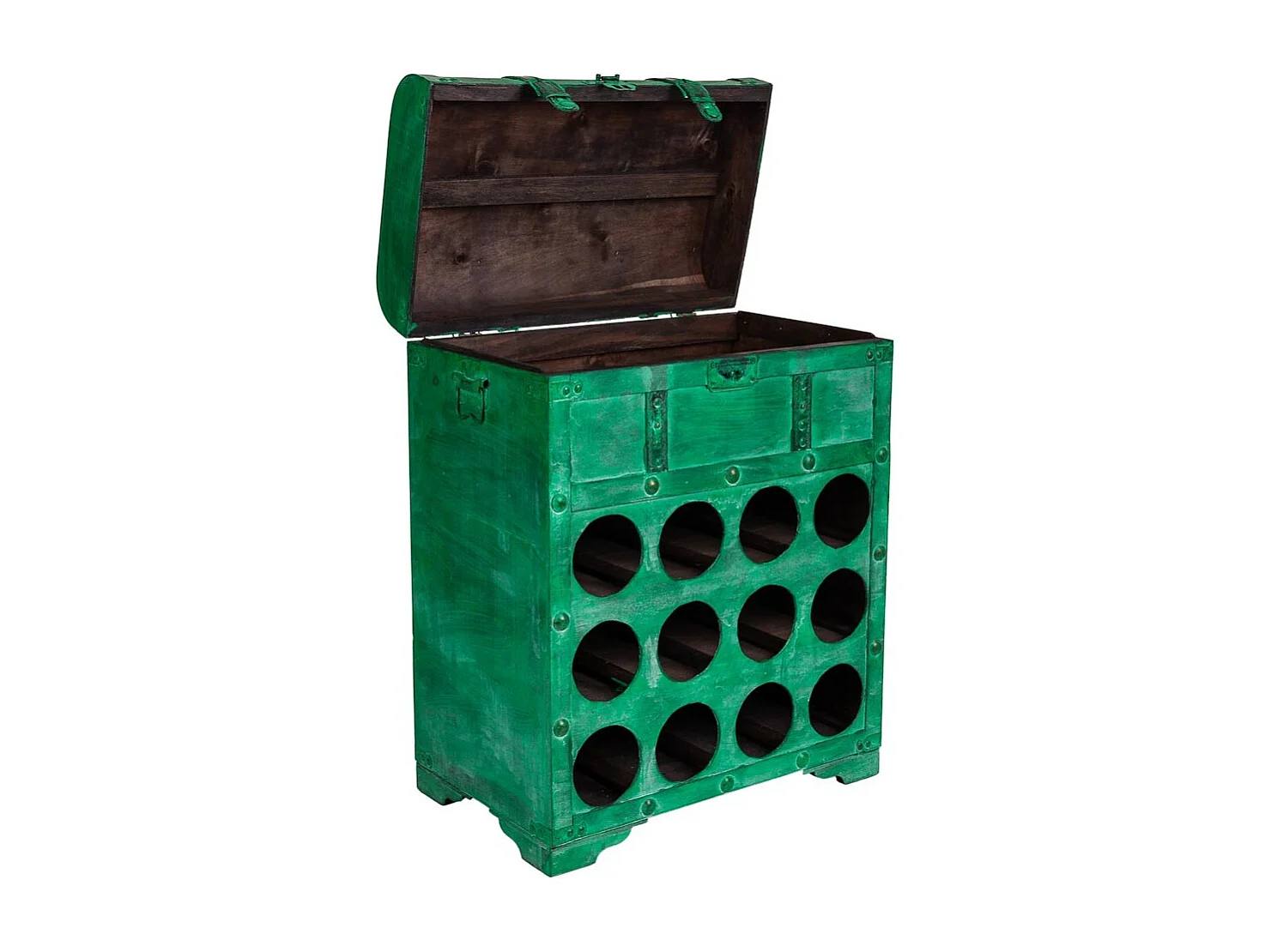 Coffre à vin en bois vert 45x28x59h