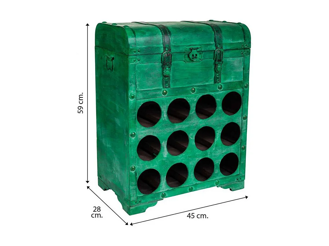 Coffre à vin en bois vert 45x28x59h