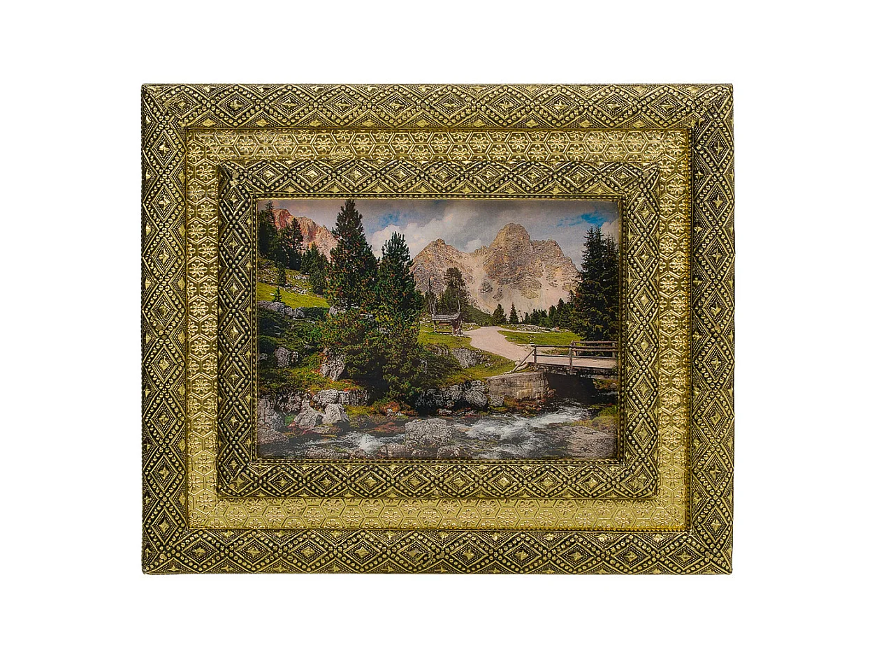 Portagioie in metallo dorato sbalzato 30x25x7,5h