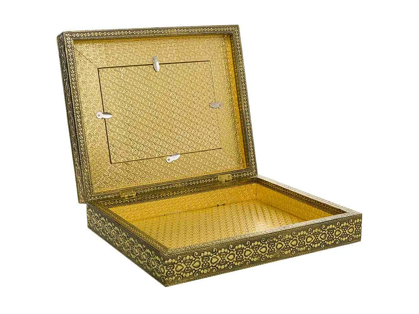 Portagioie in metallo dorato sbalzato 30x25x7,5h