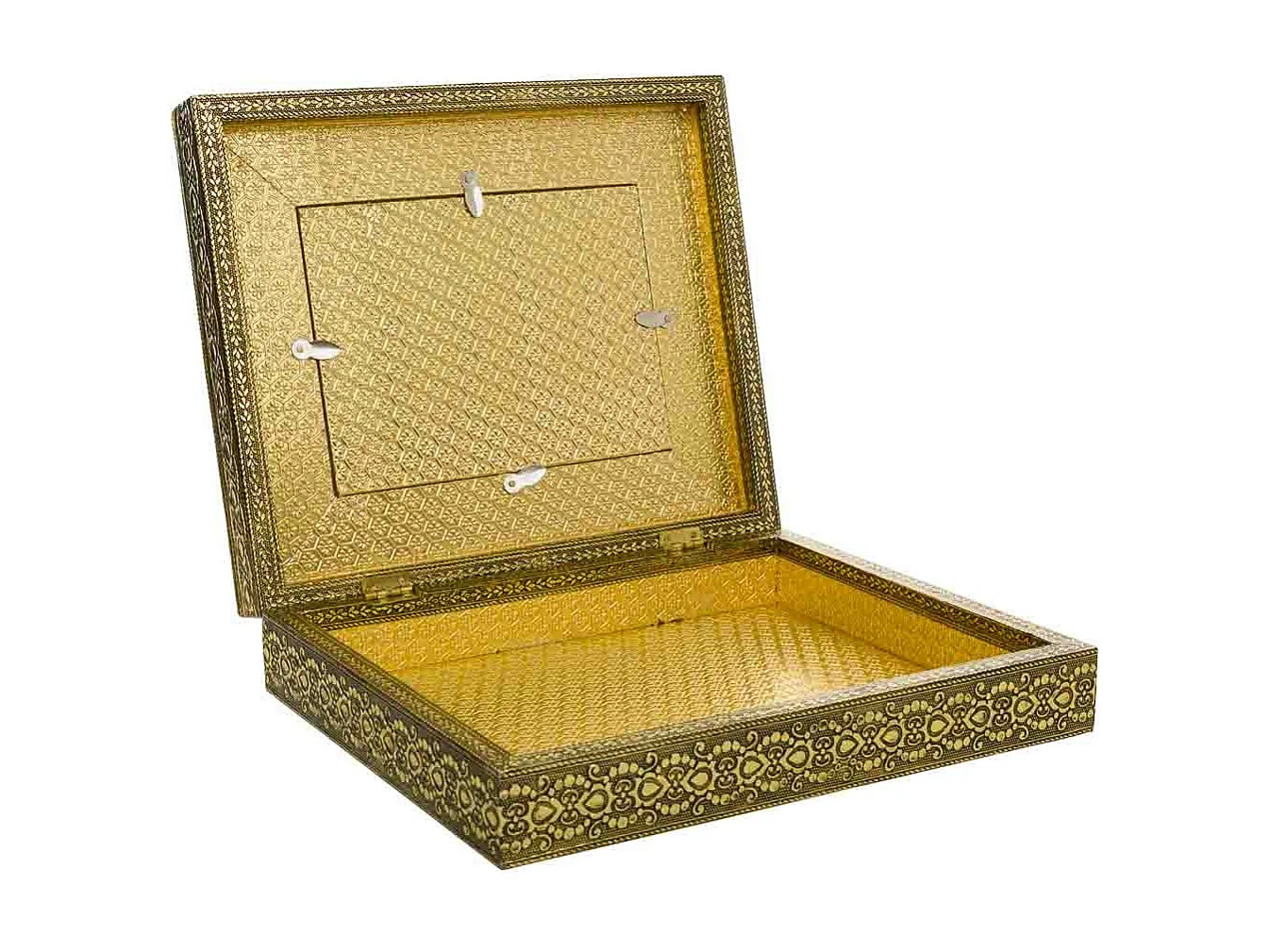 Portagioie in metallo dorato sbalzato 30x25x7,5h