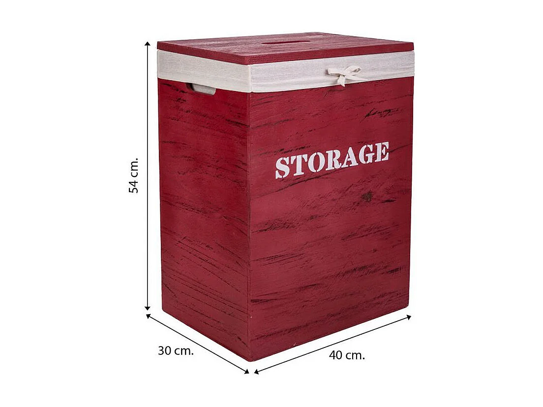 Ensemble de 2 paniers à linge en bois rouges