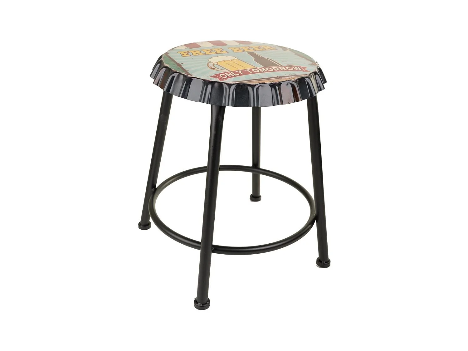 Ronde zwarte metalen kruk met unieke stijl en comfort