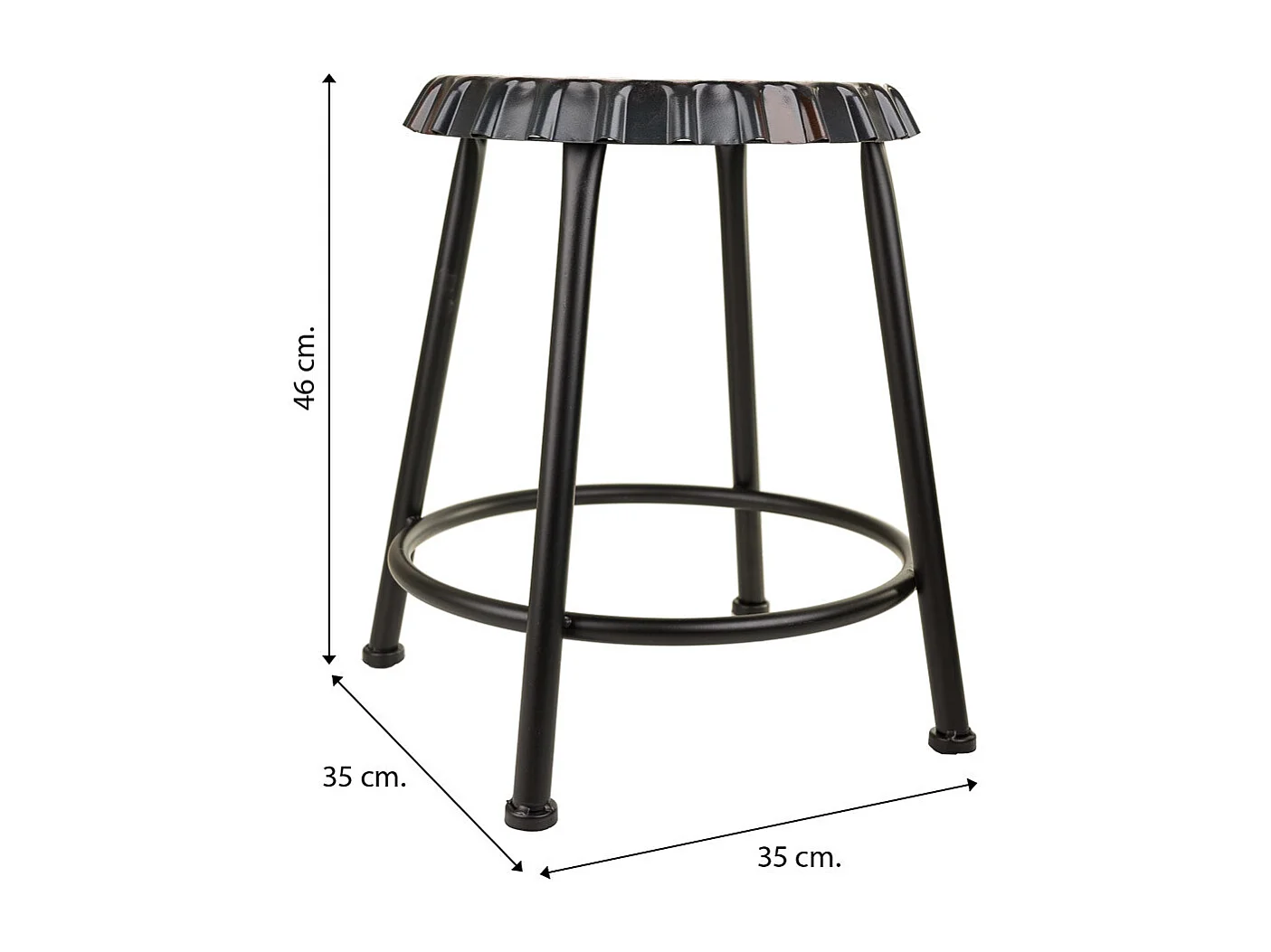 Ronde zwarte metalen kruk met unieke stijl en comfort