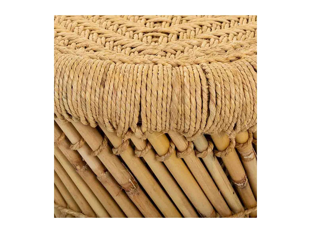 Set 2 taburetes de bambú y cuerda marrones