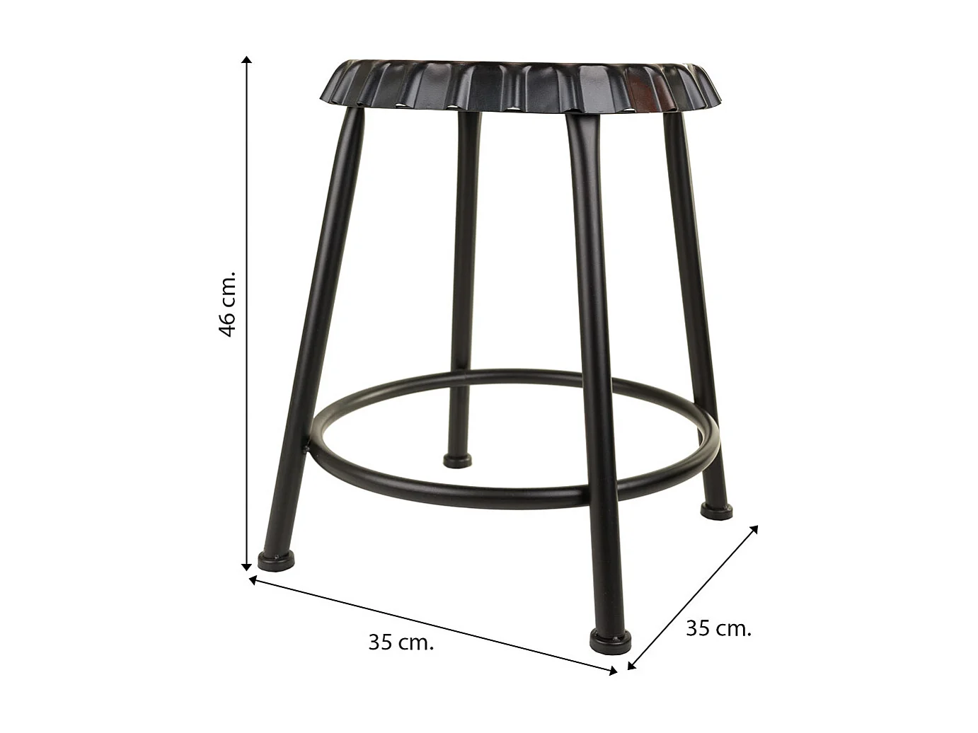 Tabouret en métal jaune 35x35x46