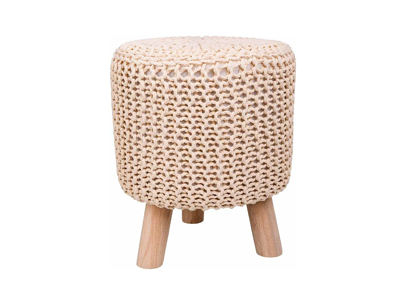 Hocker aus Holz und geflochtenem Baumwollstoff 32x32x40h cm