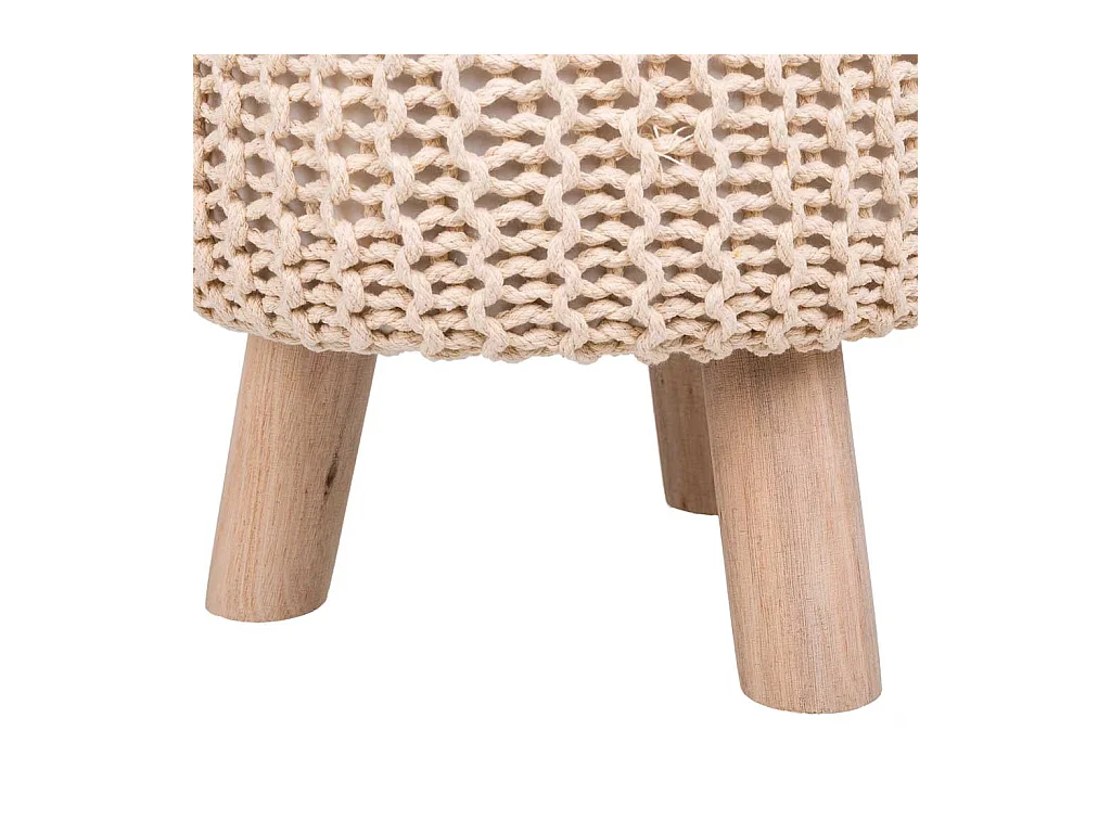Hocker aus Holz und geflochtenem Baumwollstoff 32x32x40h cm