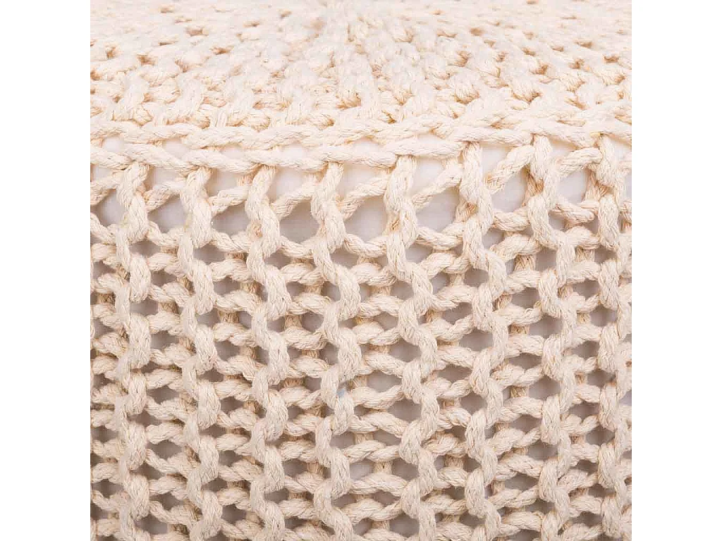 Tabouret en bois et coton tressé 32x32x40h cm