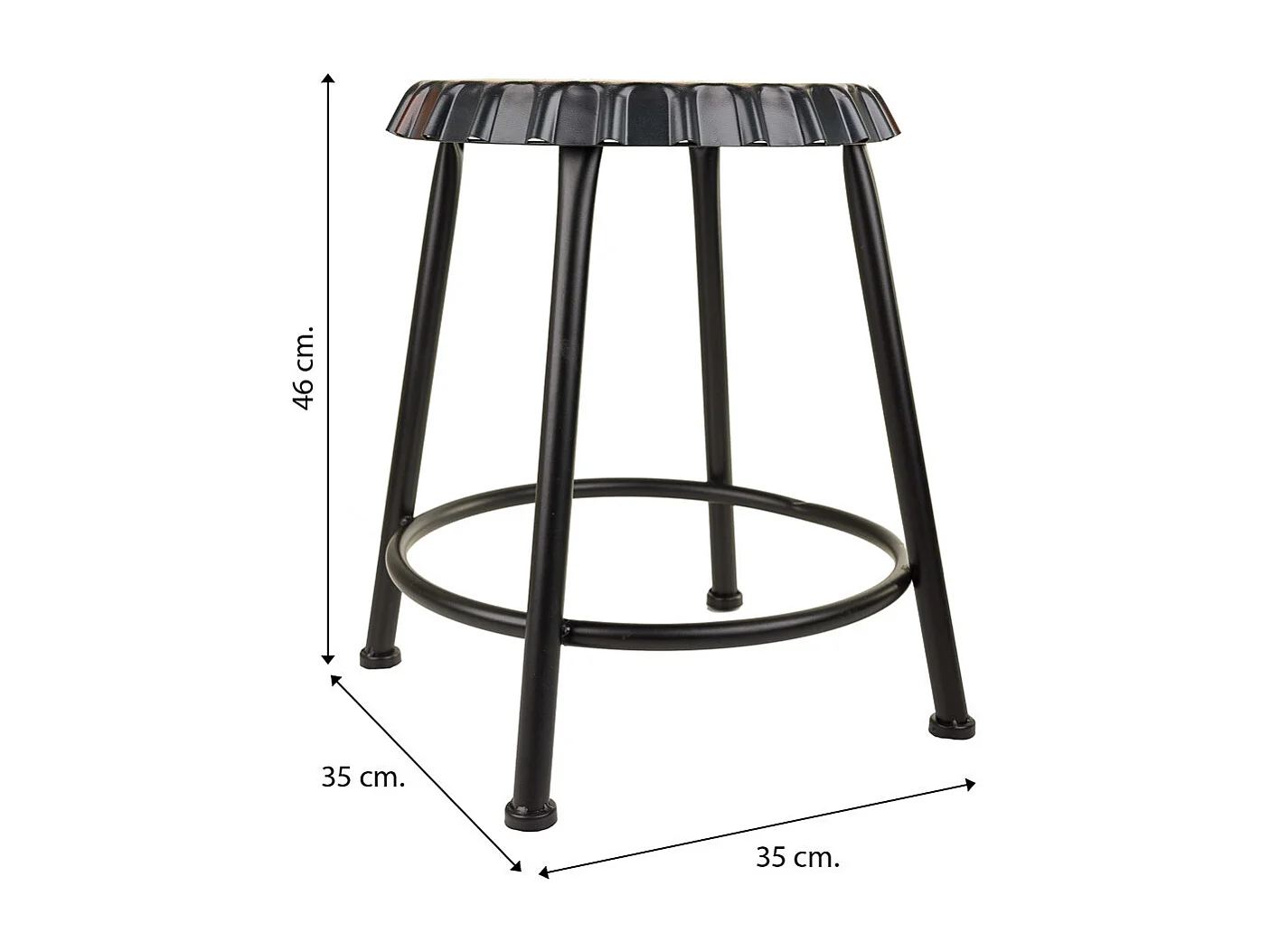 Tabouret en métal jaune 35x35x46