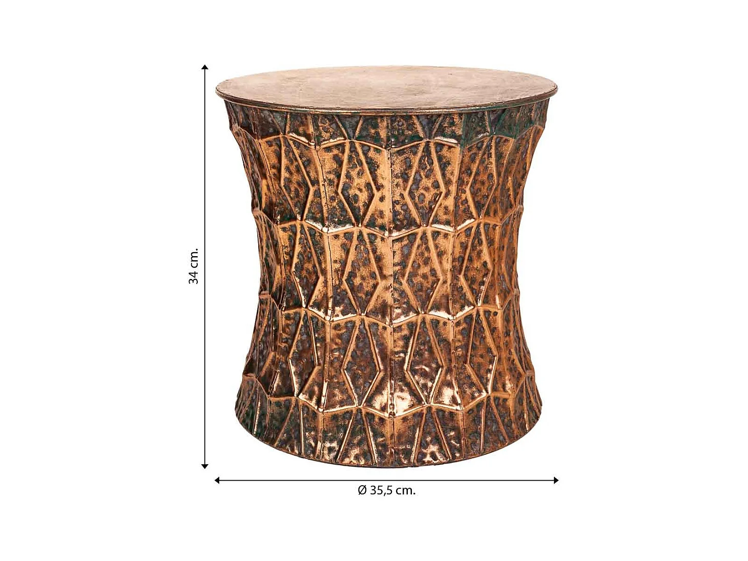 Goldener Metallhocker 35,5x35,5x34h cm