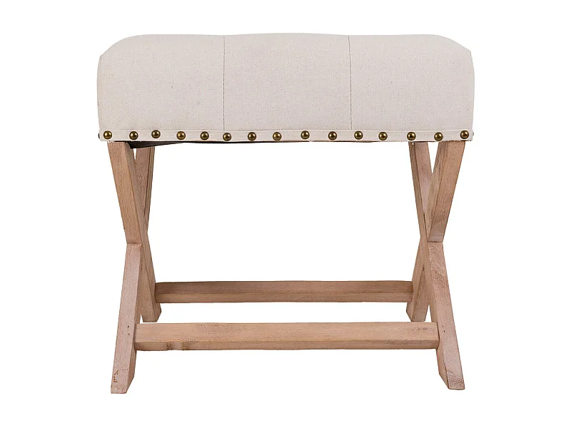 Sgabello imbottita in legno panna 49x46x46h