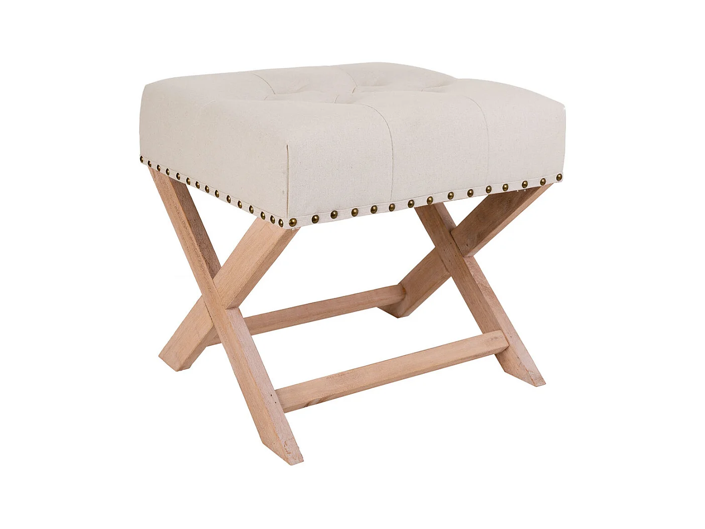 Creme gepolsterte Holzbank 49x46x46h cm