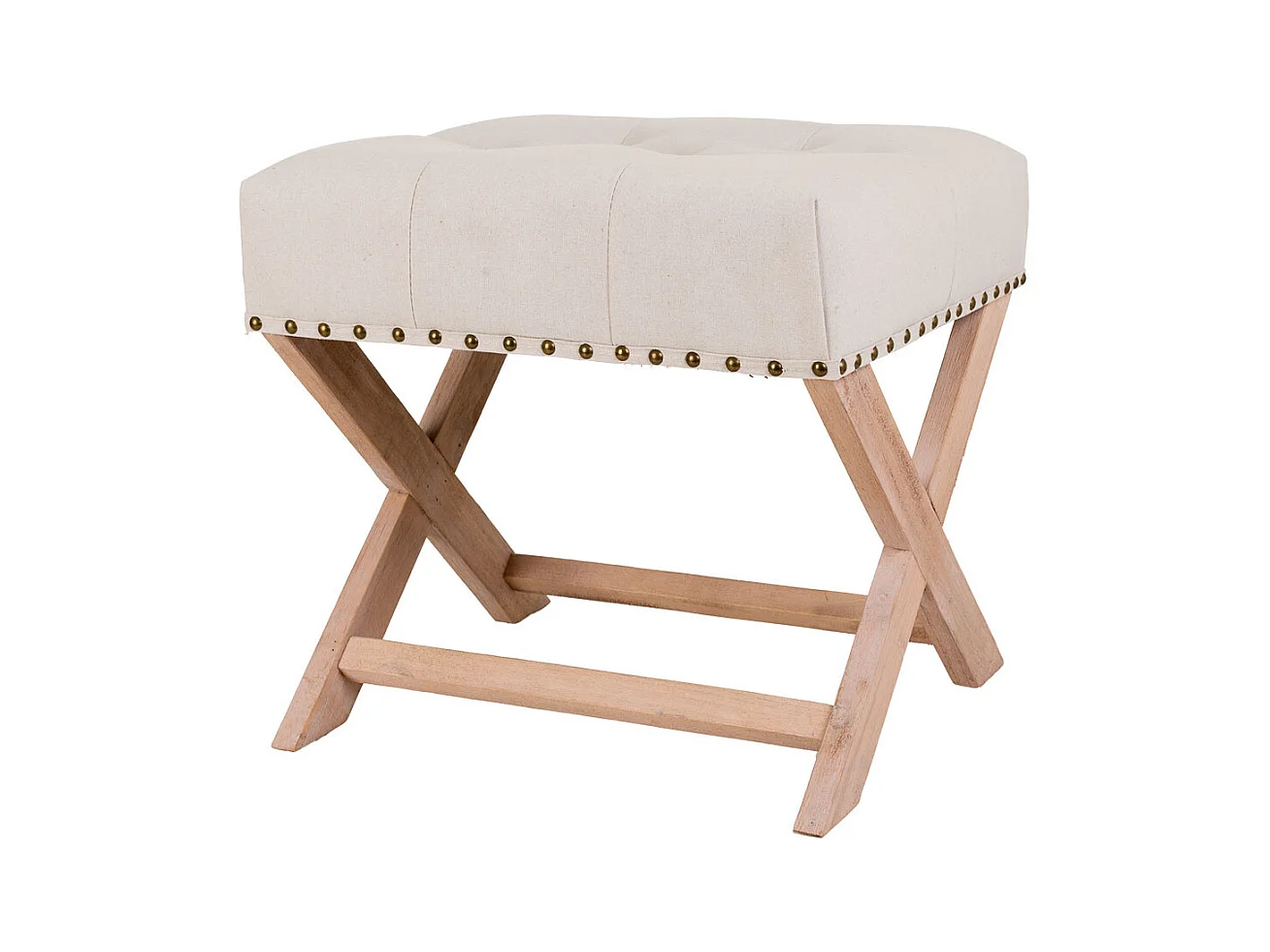 Creme gepolsterte Holzbank 49x46x46h cm