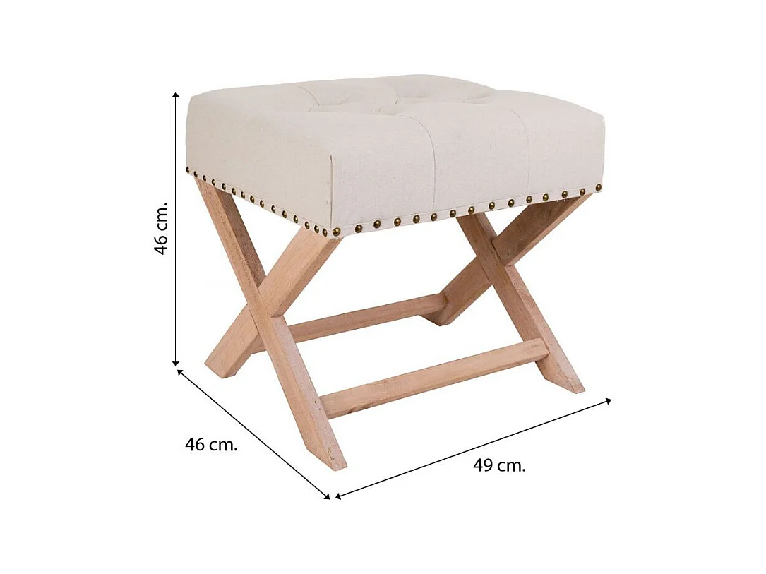 Creme gepolsterte Holzbank 49x46x46h cm