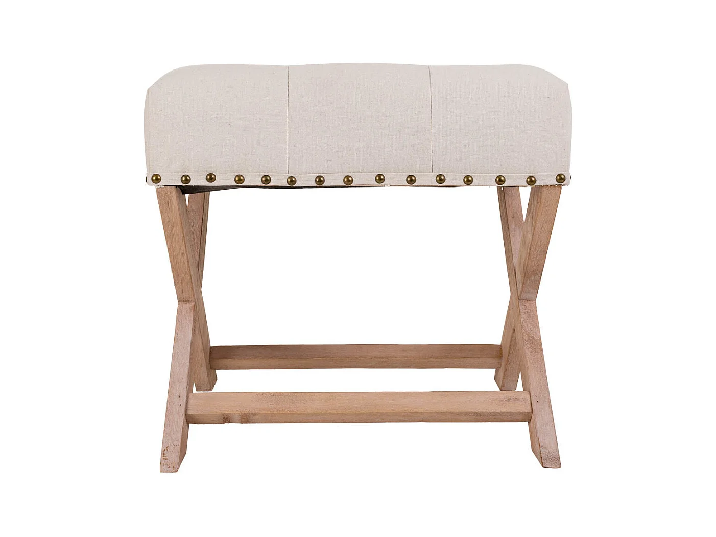 Banc en bois tapissé couleur crème 49x46x46