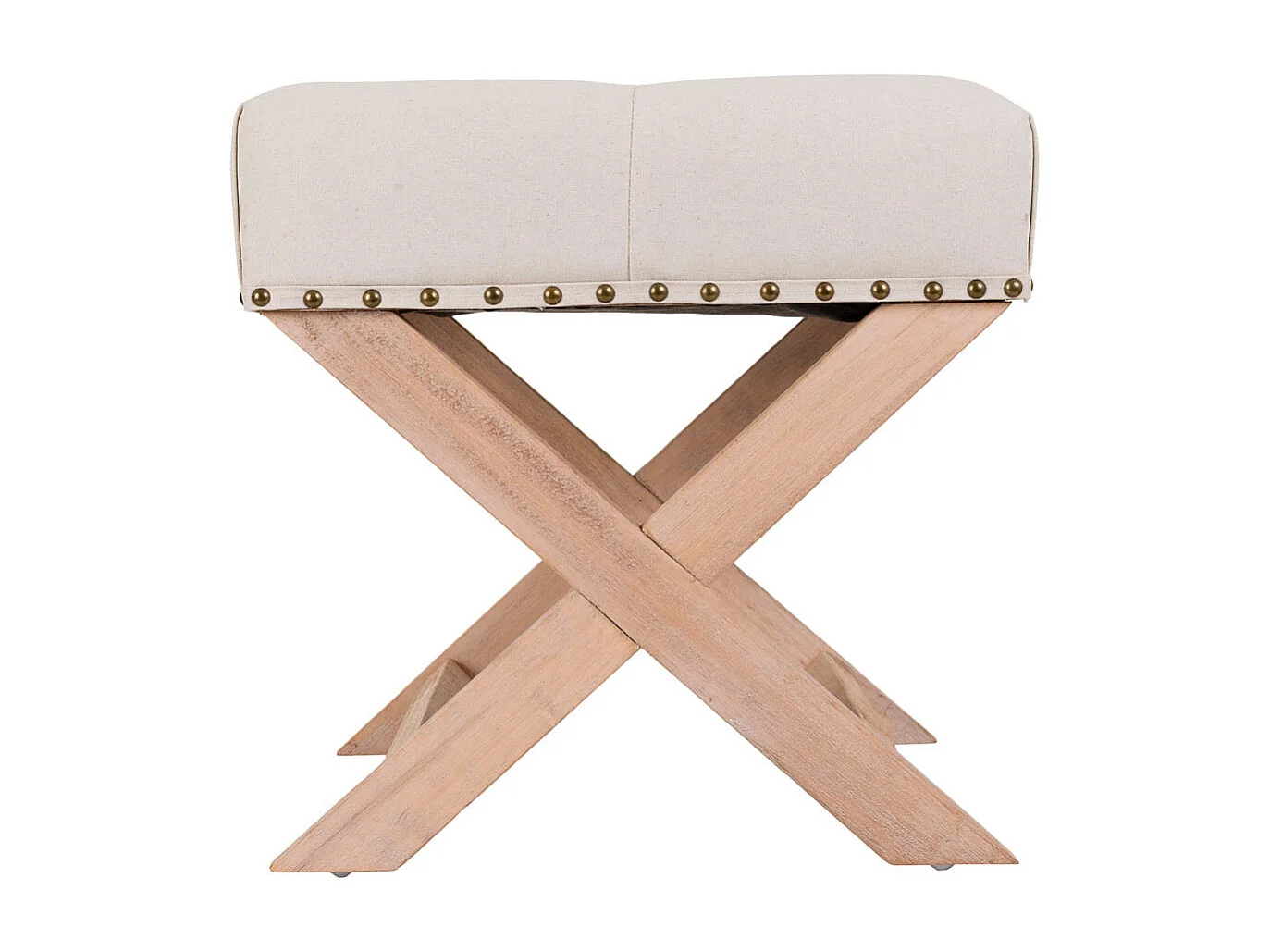 Creme gepolsterte Holzbank 49x46x46h cm