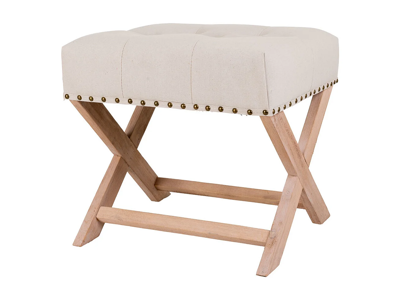 Creme gepolsterte Holzbank 49x46x46h cm