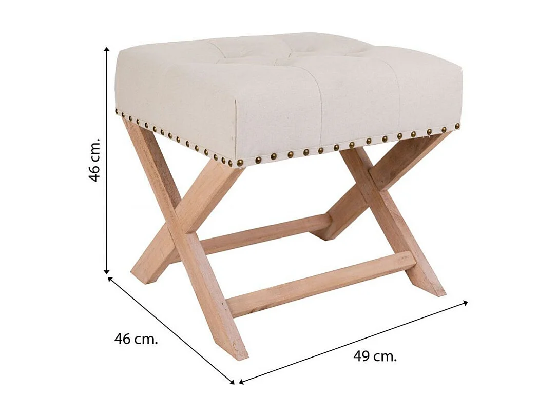 Creme gepolsterte Holzbank 49x46x46h cm