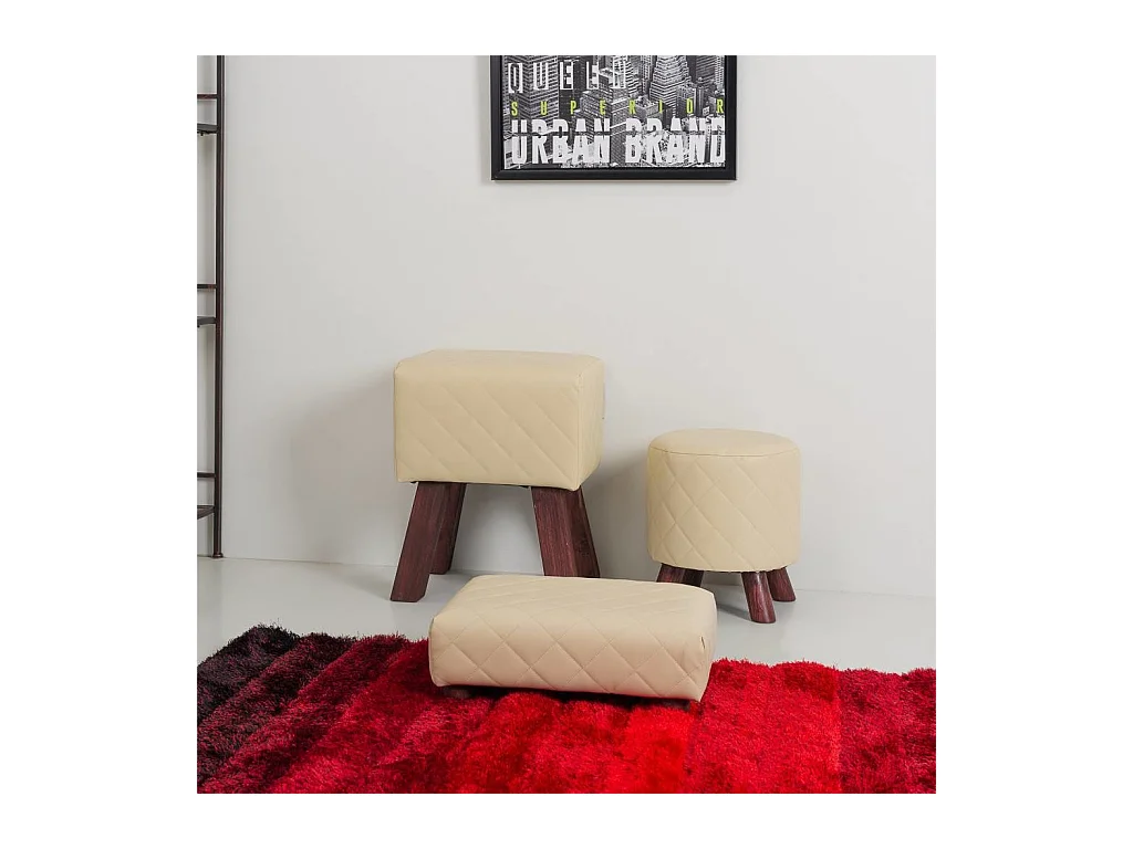 Tabouret rembourré blanc 36x30x47h