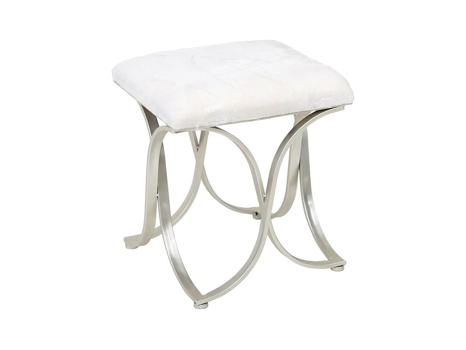 Gepolsterte silberne Metallbank 41x41x47h cm