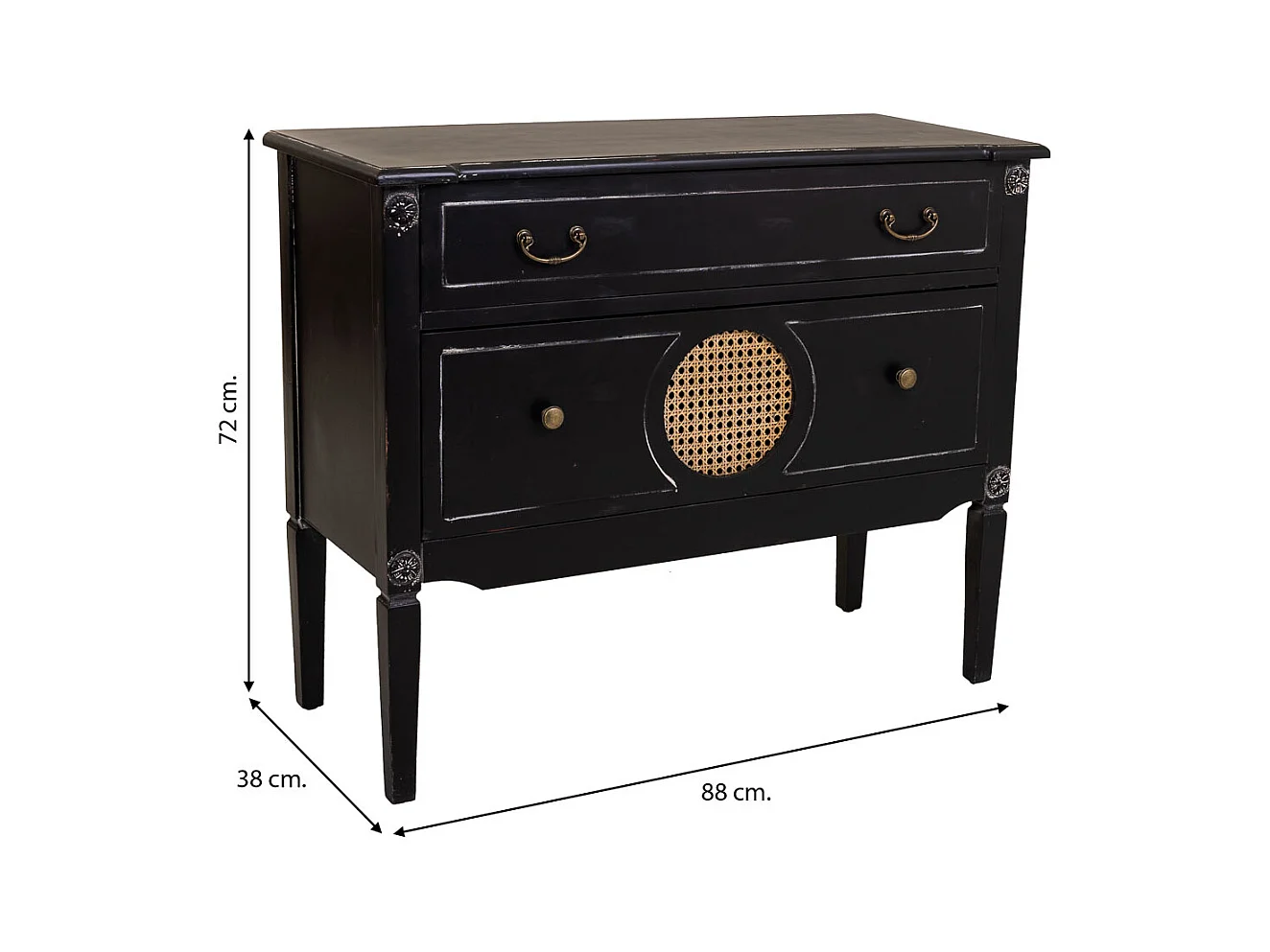 Commode en bois noir 88x38x72h
