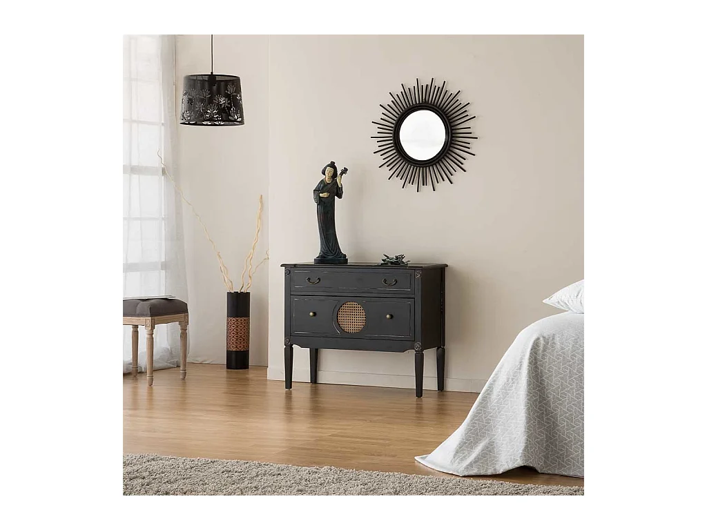 Schwarze Kommode aus Holz, 88x38x72h cm