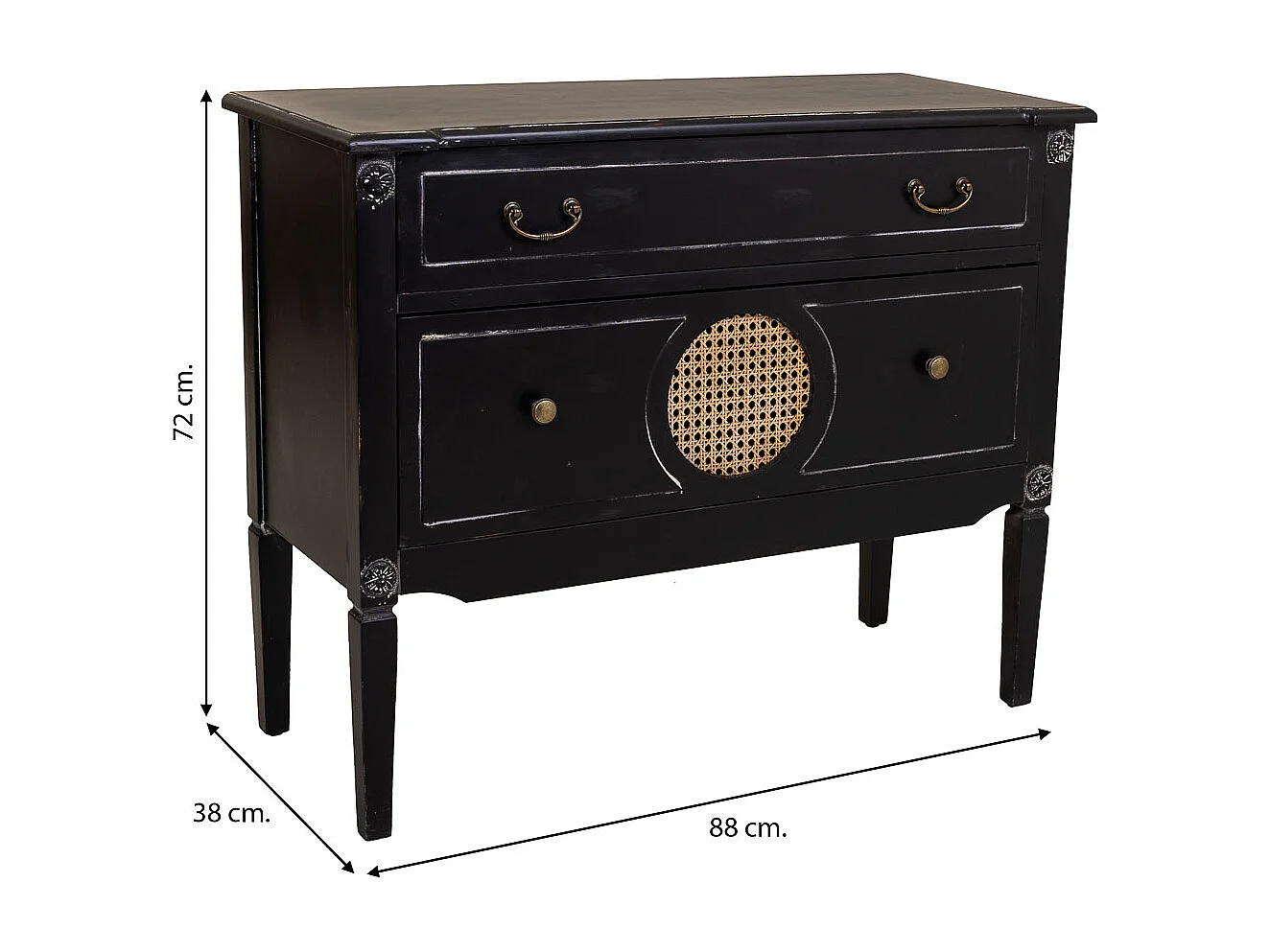 Cômoda de madeira preta 88x38x72