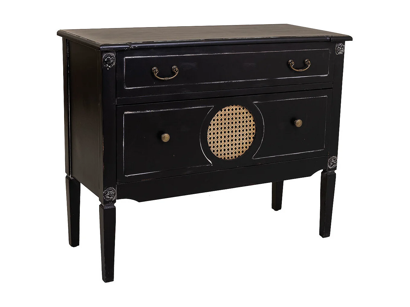 Cassettiera in legno nero 88x38x72h