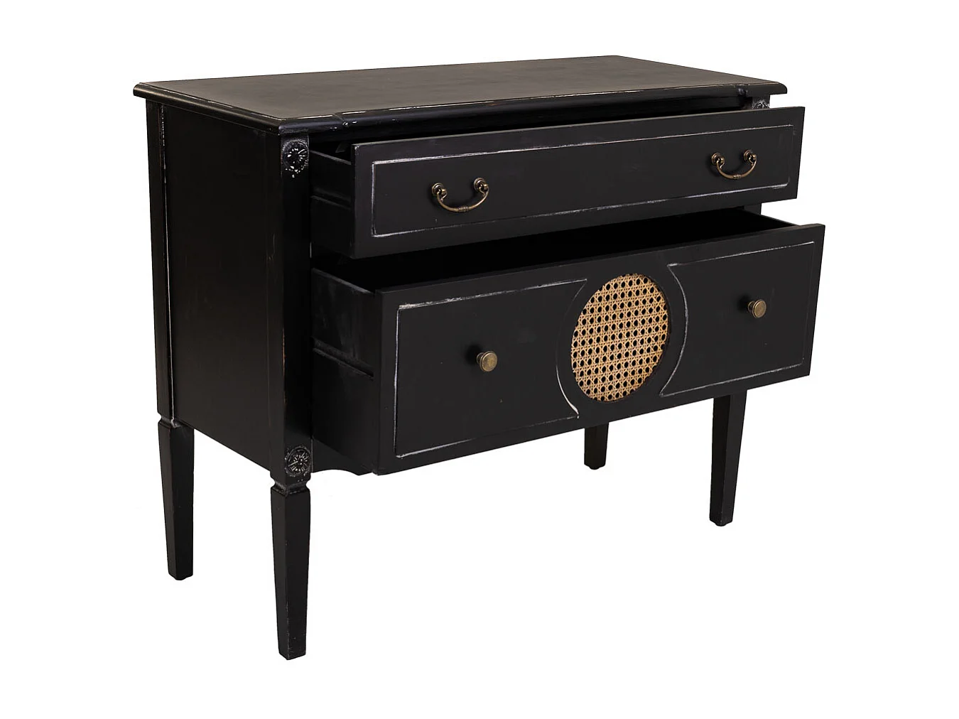 Cassettiera in legno nero 88x38x72h