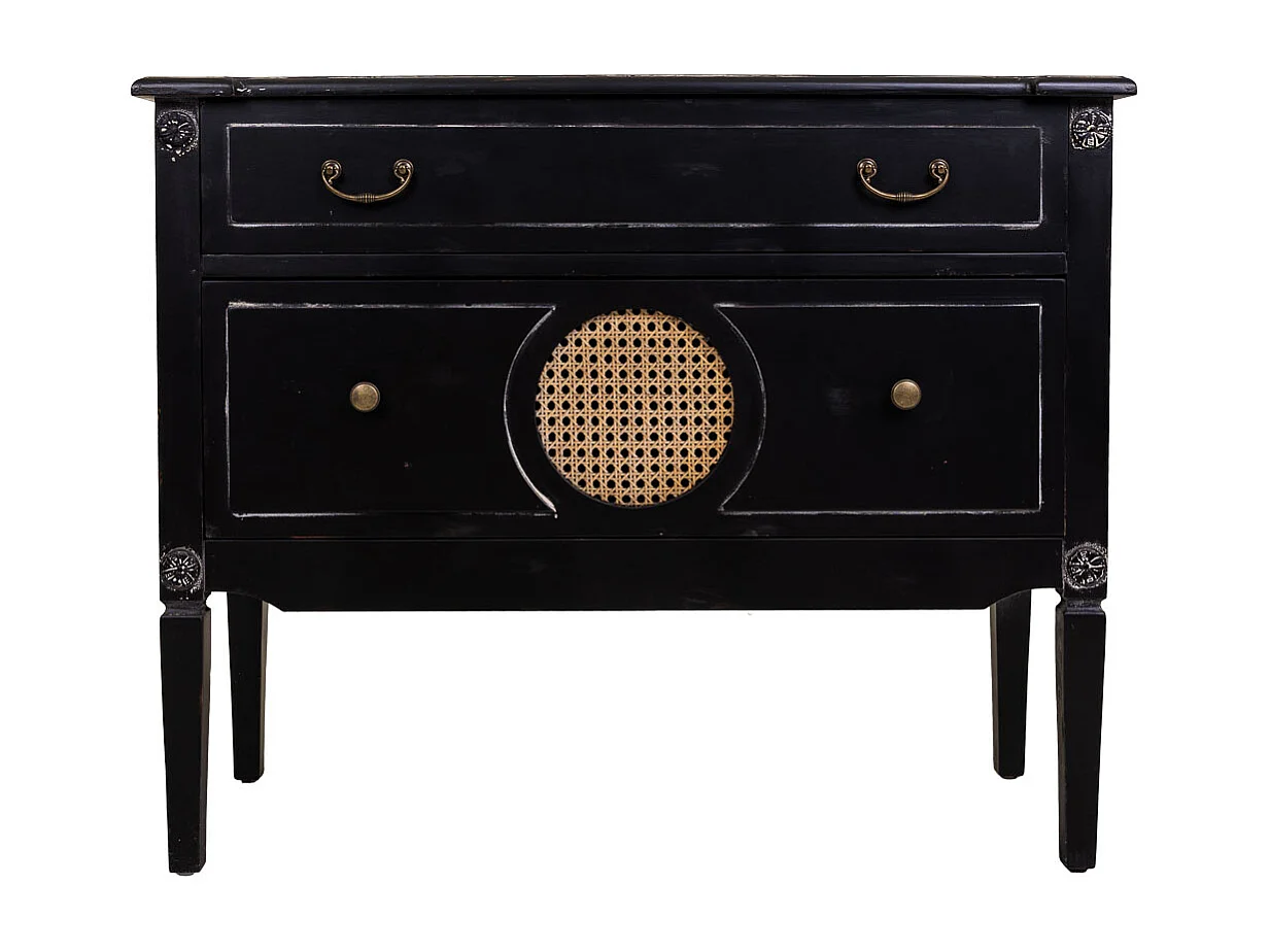 Cassettiera in legno nero 88x38x72h