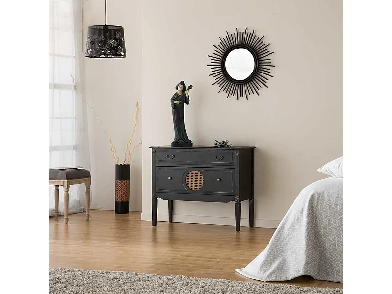 Schwarze Kommode aus Holz, 88x38x72h cm