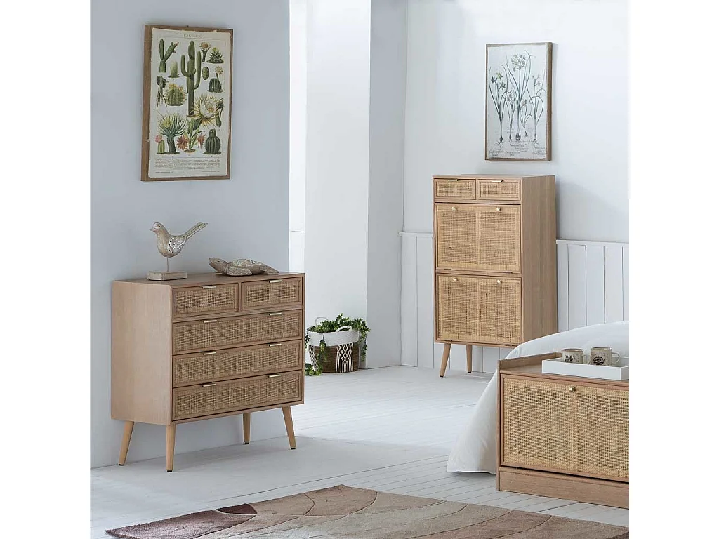 Cômoda de malha de madeira e marrom 80x39,5x81