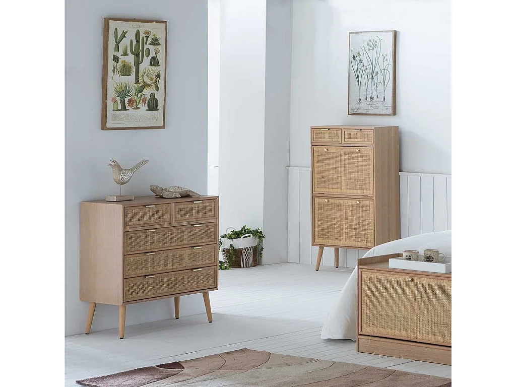 Cômoda de malha de madeira e marrom 80x39,5x81