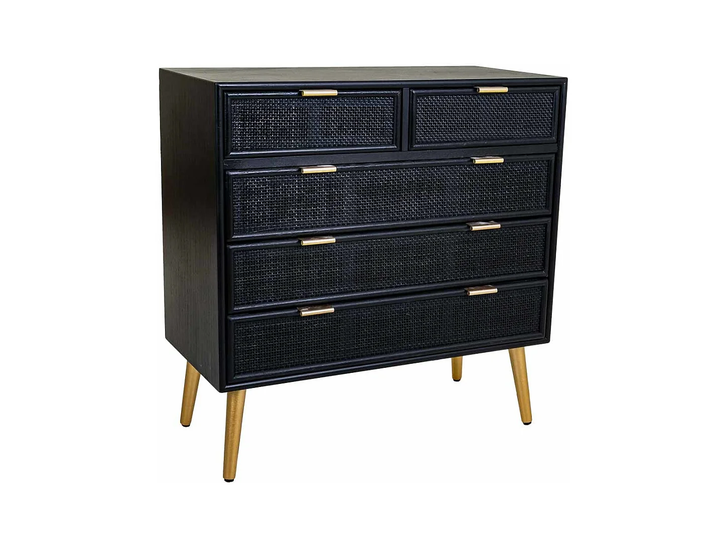 Kommode aus schwarz lackiertem Holz und Netz, 80 x 39,5 x 81 cm