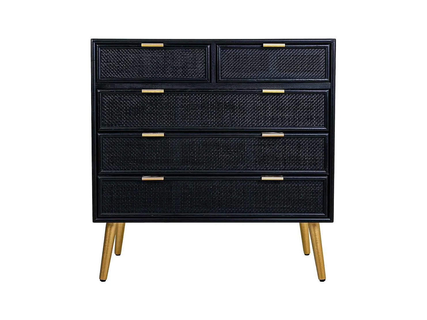 Kommode aus schwarz lackiertem Holz und Netz, 80 x 39,5 x 81 cm