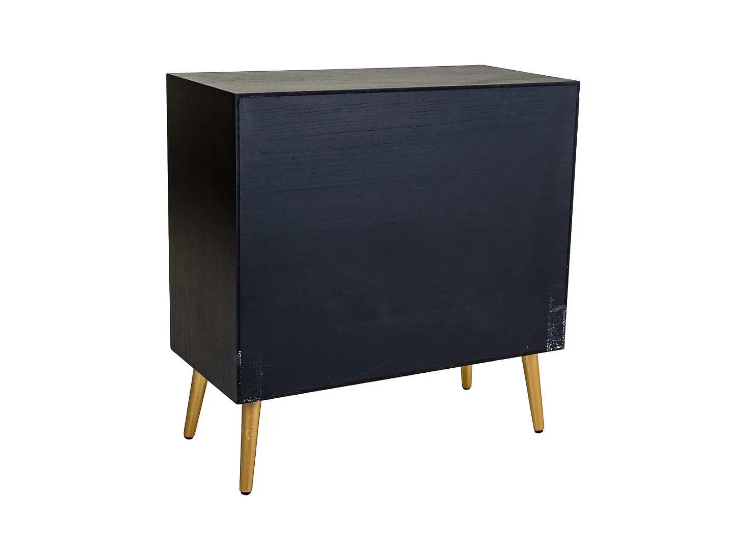 Kommode aus schwarz lackiertem Holz und Netz, 80 x 39,5 x 81 cm