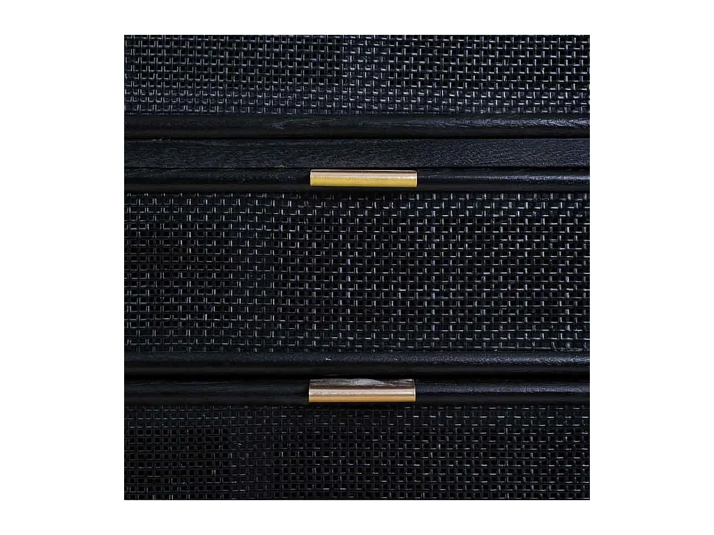 Kommode aus schwarz lackiertem Holz und Netz, 80 x 39,5 x 81 cm